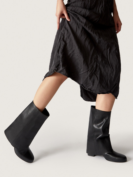 Folded Long Boots / Black