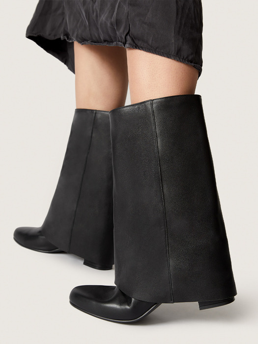 Folded Long Boots / Black