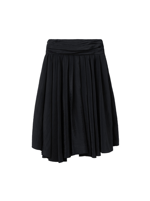 Shirring Viscos Full Skirt / Black