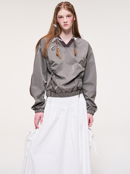 Shirring Pocket Long Skirt, Ivory