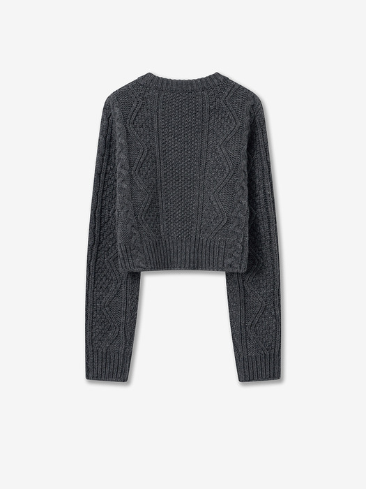 wool cable crop knit_charcoal