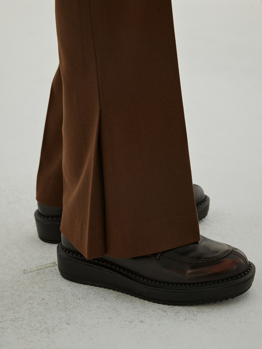 Side Flap Boots-Cut Pants (Brown)