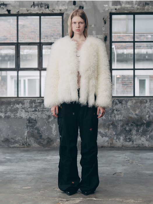 TAIL POINT FUR JACKET IVORY