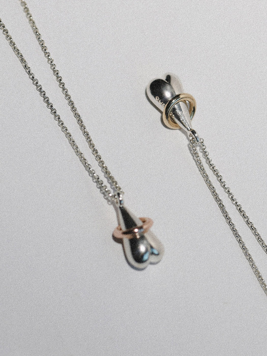 Heart gold link Necklace [14K+SV]