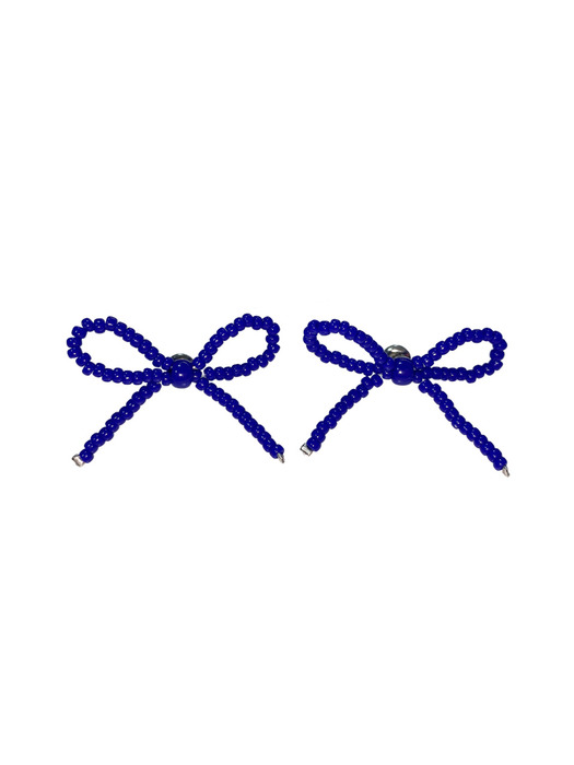 Blue Ribbon Beads Earring 