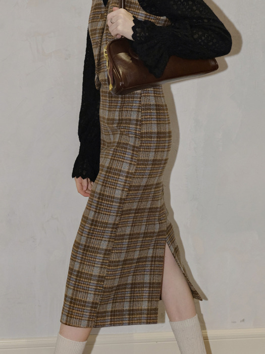 Cest_Autumn wool plaid set_Skirt