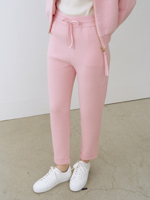 Cashmere-wool Relaxed Jogger Pants Pink
