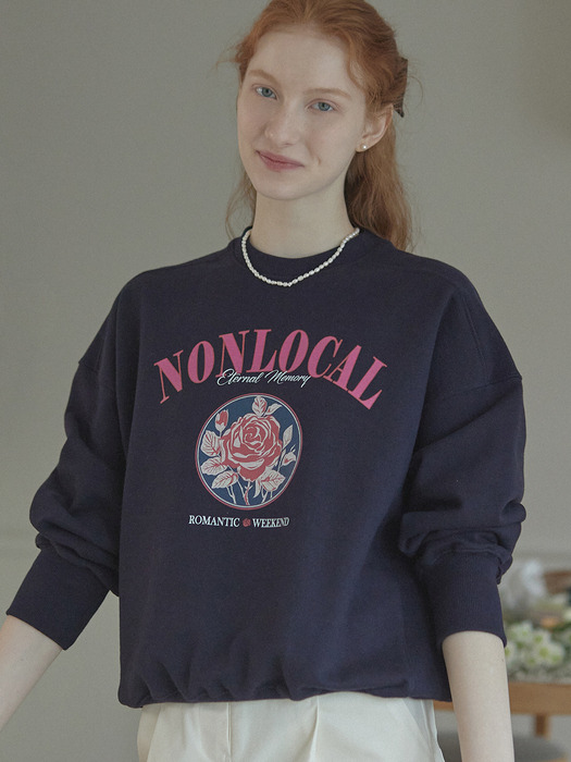 Vintage Rose Sweatshirt - Navy