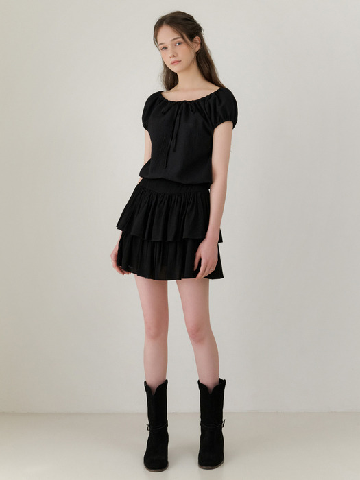 Chiffon frill skirt (black)