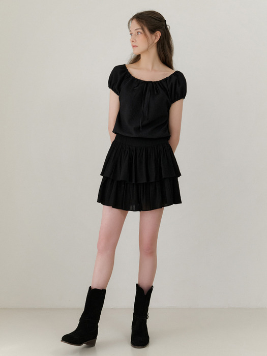 Chiffon frill skirt (black)