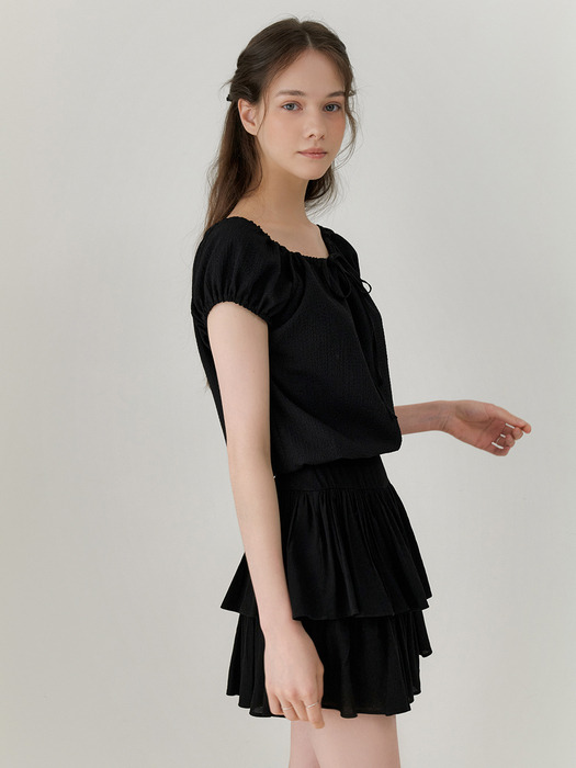 Chiffon frill skirt (black)