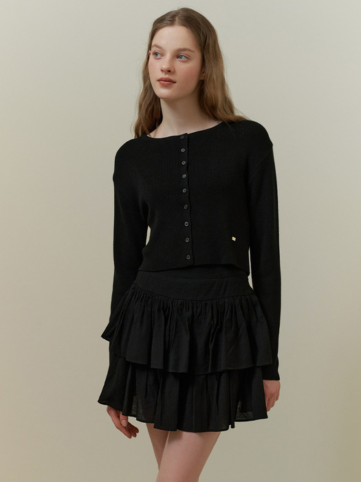 Chiffon frill skirt (black)