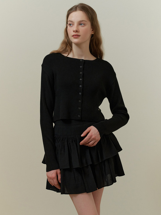 Chiffon frill skirt (black)