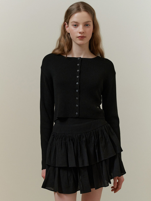 Chiffon frill skirt (black)