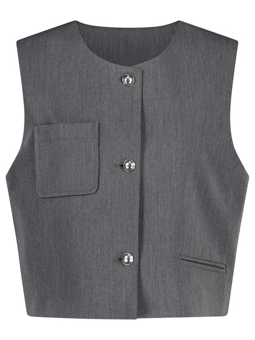 [단독][SET] PLEATS SKIRT&VEST - GRAY