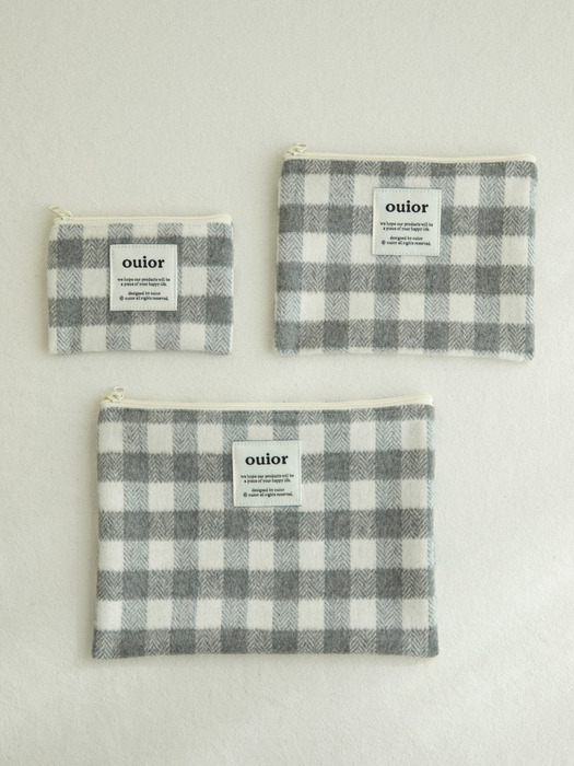ouior flat pouch_wool check french gray