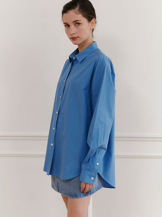 Relaxed cotton shirt (Blue)