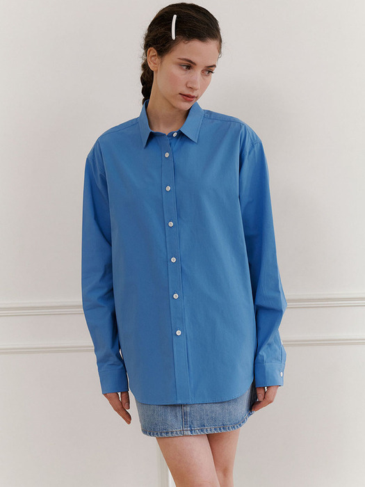 Relaxed cotton shirt (Blue)