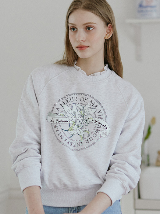 Lily Print Sweatshirt - Light Grey