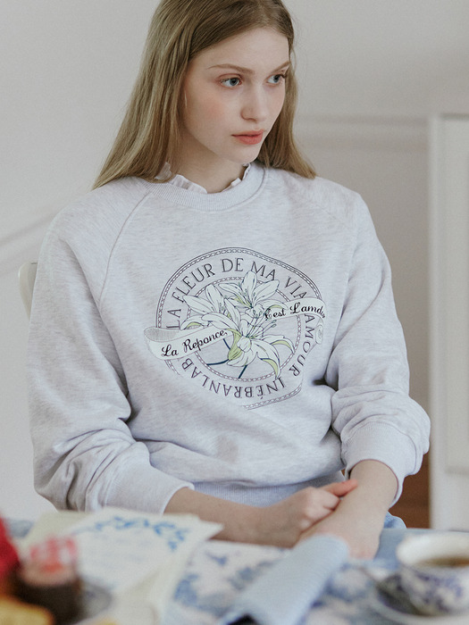 Lily Print Sweatshirt - Light Grey