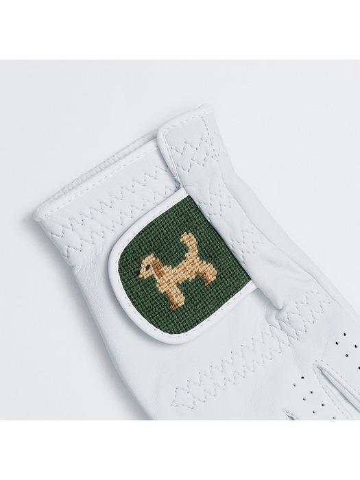 Poodle Green Needlepoint Glove (Left)