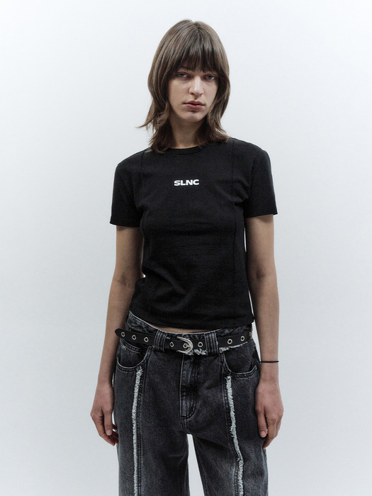 SLNC 슬림핏 티셔츠 BLACK