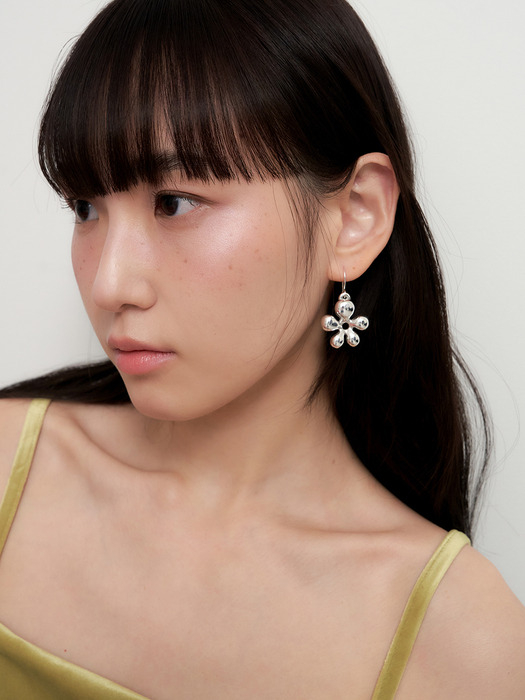 [silver925] draw flower earring