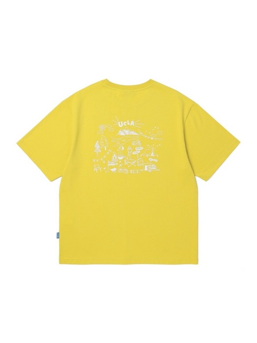 남녀공용 캠핑 드로잉 반소매 티셔츠[OLIVE GREEN](UA5ST81_69)