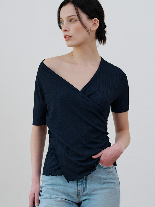 comos 1098 cross wrap T-shirt (navy)