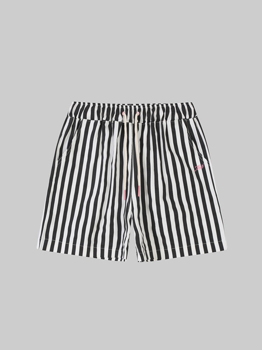 Striped Banding  Cotton Shorts (black)