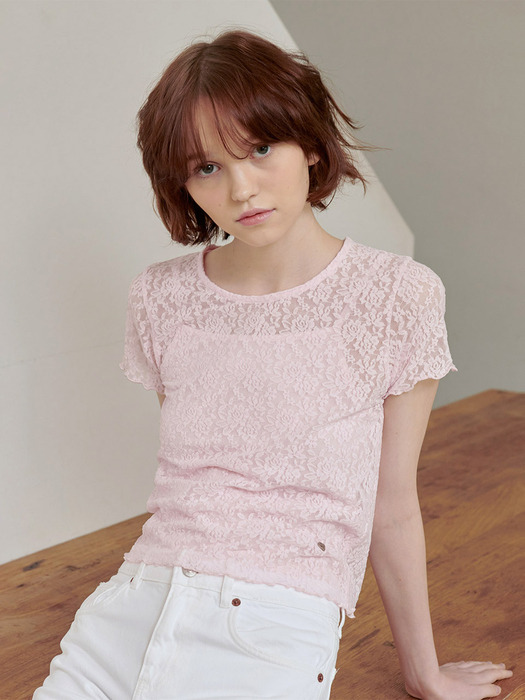 FLOWER LACE TOP SET_PINK (EEOU2RSR03W)