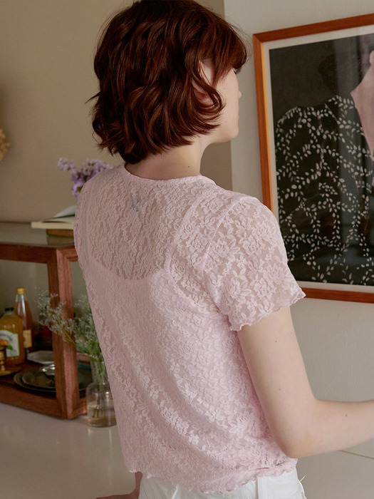 FLOWER LACE TOP SET_PINK (EEOU2RSR03W)