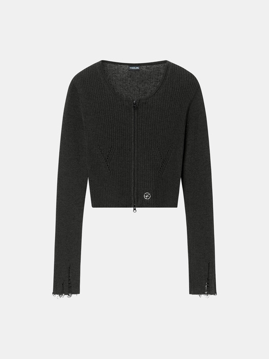 24SS MAGGIE ZIP-UP CARDIGAN charcoal