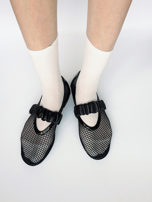 Mesh Shirring Strap Flat_Black