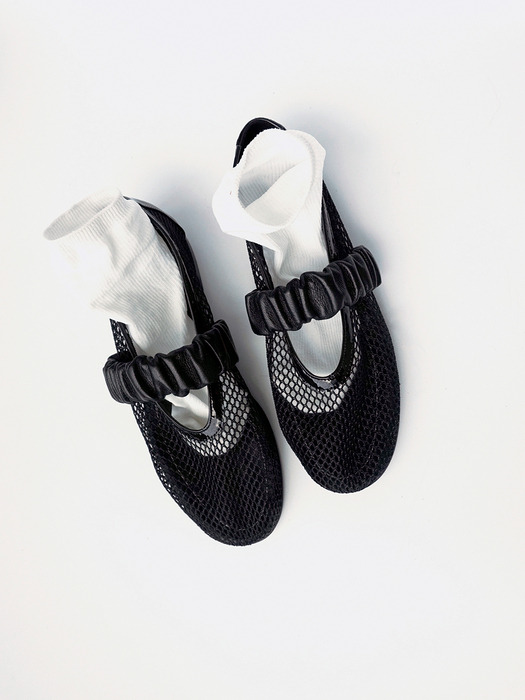 Mesh Shirring Strap Flat_Black