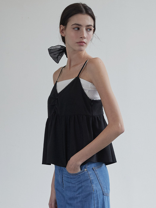 Jacquard hul bustier - Black