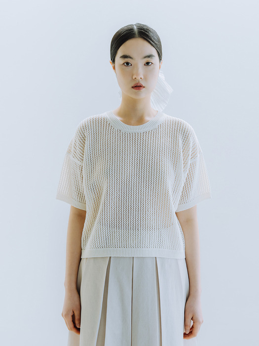 LINEN BLENDED CHUNKY KNIT TOP_CREAM