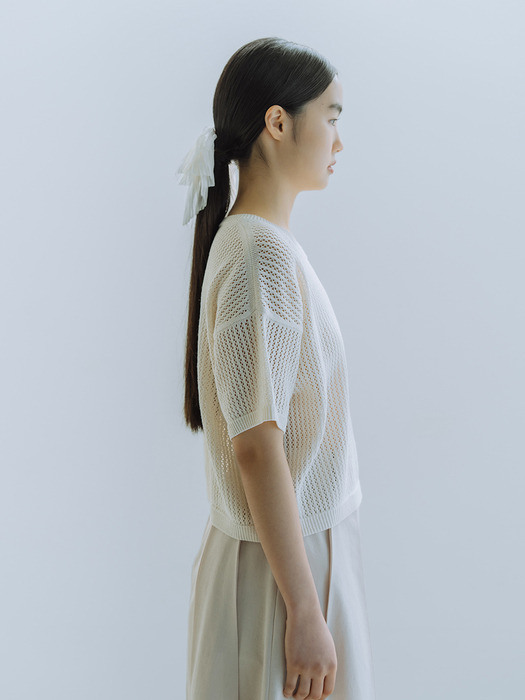 LINEN BLENDED CHUNKY KNIT TOP_CREAM