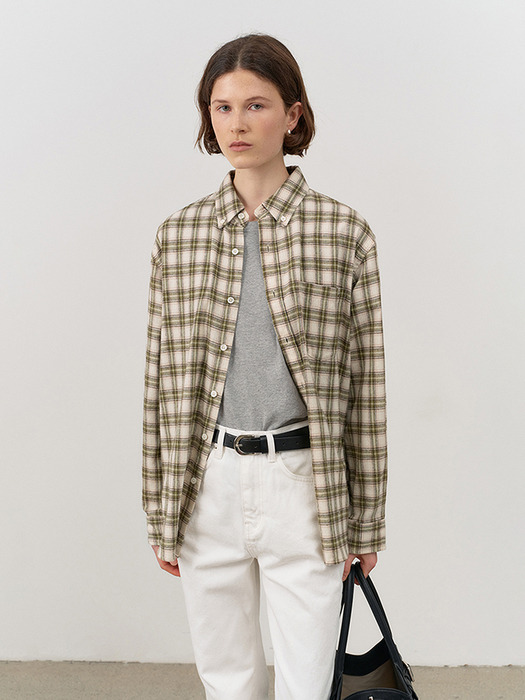 UNISEX CHECK FLANNEL SHIRT GREEN CHECK_UDSH4C104E2