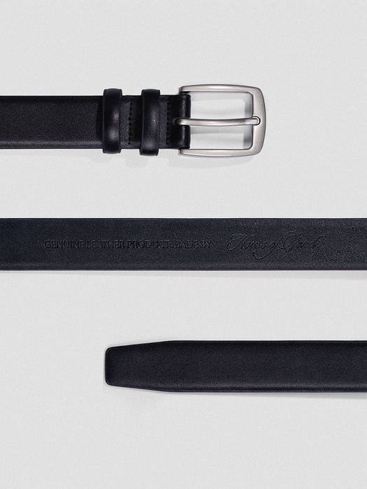 [10차 리오더]Cow leather square belt (Black)