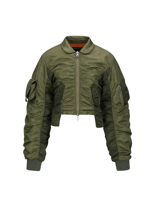 VITALINA LACE-UP BOMBER JACKET awa652w(KHAKI)