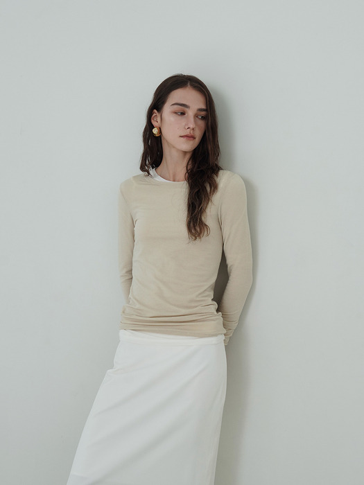 Tencel wool T-Shirt (Beige)