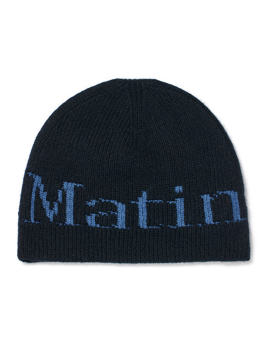 LOGO JACQUARD KNIT BEANIE IN BLACK