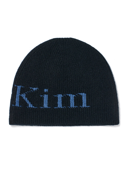 LOGO JACQUARD KNIT BEANIE IN BLACK