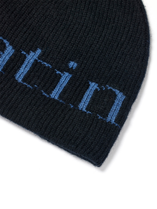 LOGO JACQUARD KNIT BEANIE IN BLACK