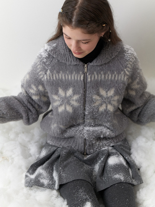 Snowball knit cardigan (gray)