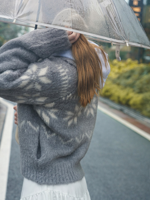 Snowball knit cardigan (gray)