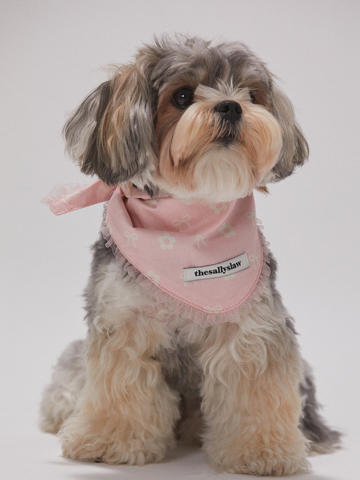 Daisy ribbon bandana (Baby pink)