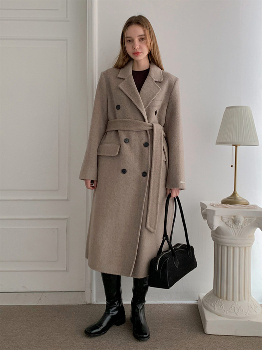 Handmade Wool Double Long Coat Beige VCOAT_036