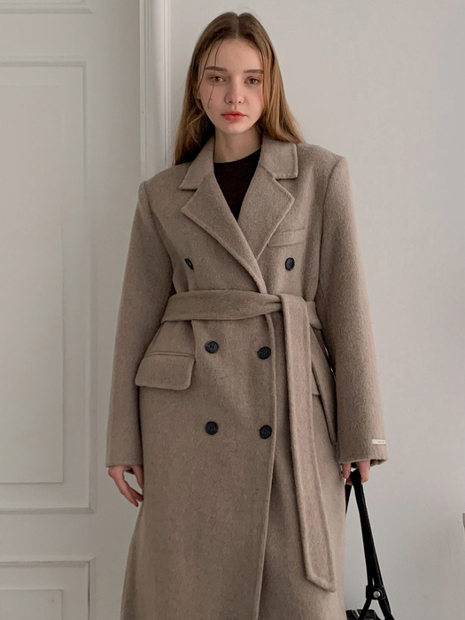 Handmade Wool Double Long Coat Beige VCOAT_036